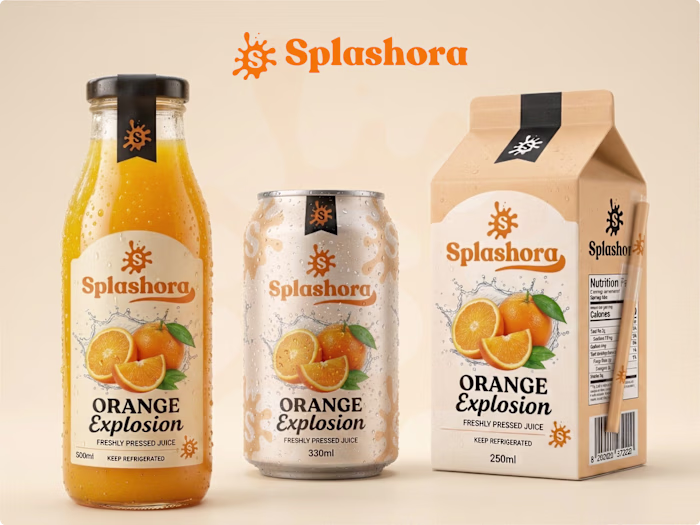 Splashora - Fresh Juice Brand Identity & Packaging Design