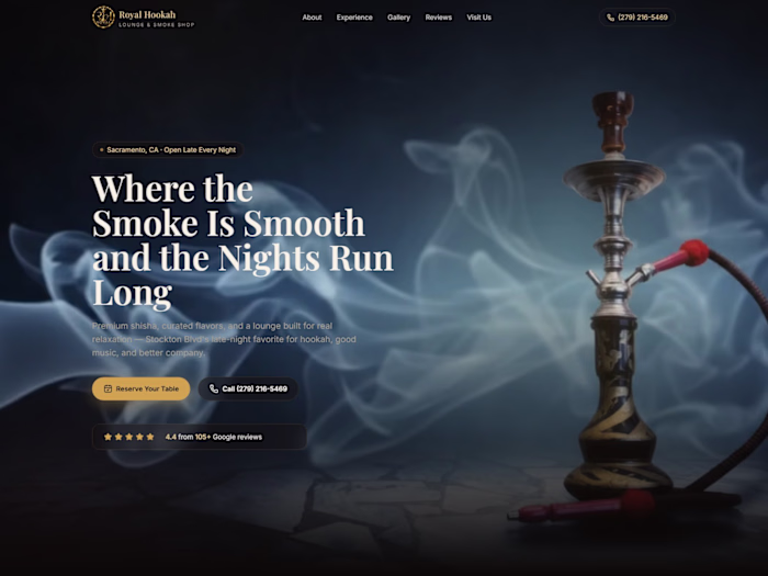 Royal Hookah Lounge: Restaurant Website (In Progress)