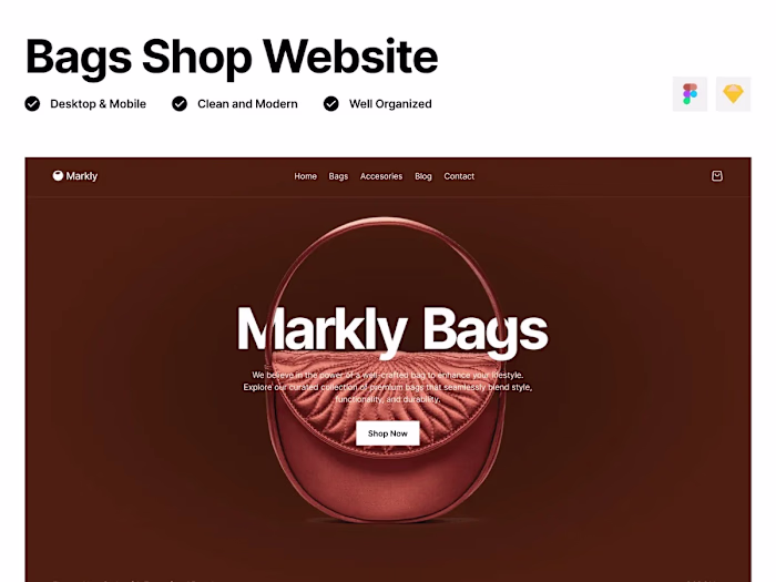 Markly: Bags Shop E-commerce Website Template for Figma