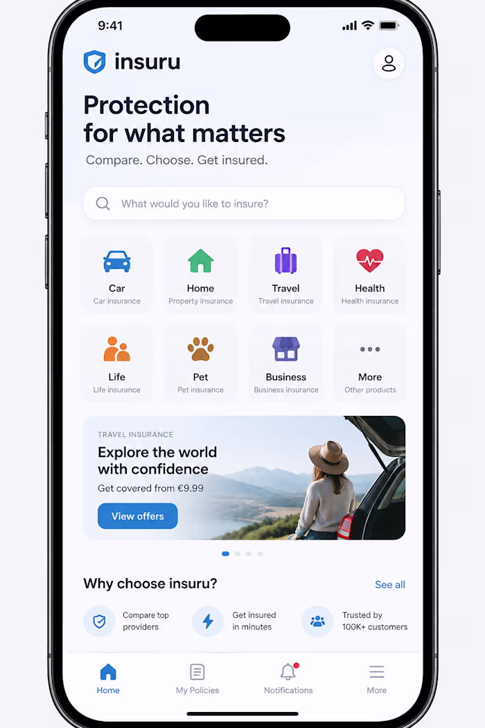 React Native application for insurance aggregator iOS + Android