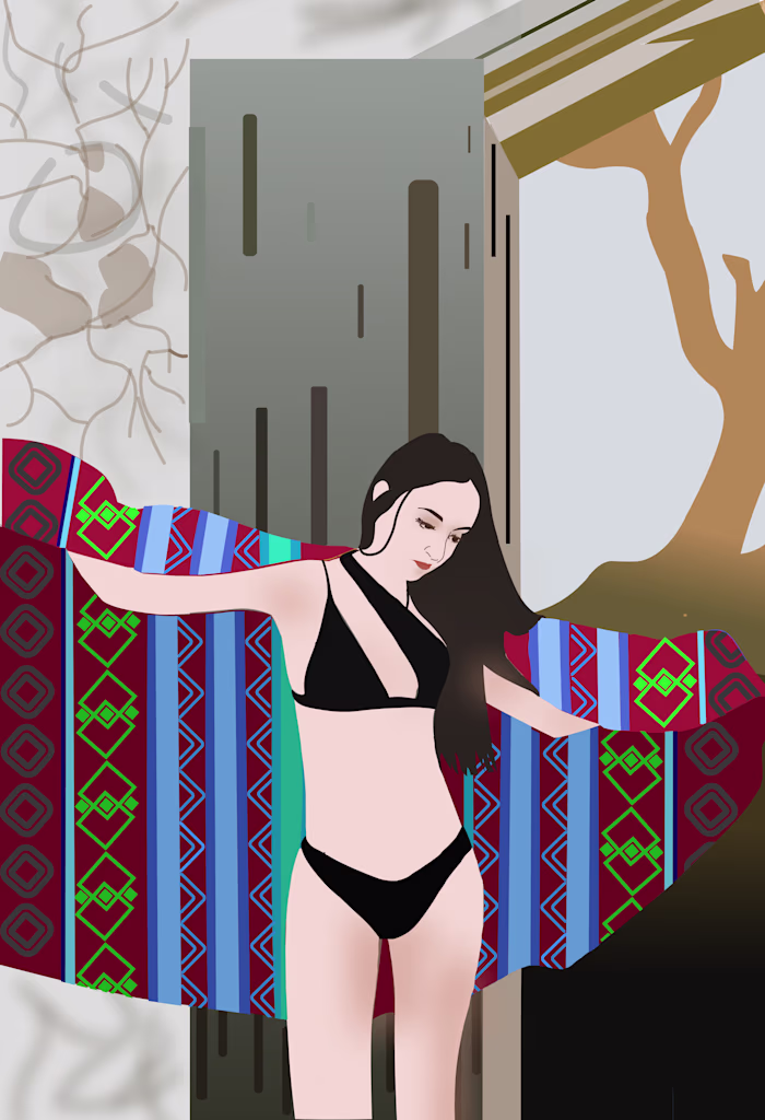 Vector Art project - Lady on a beach