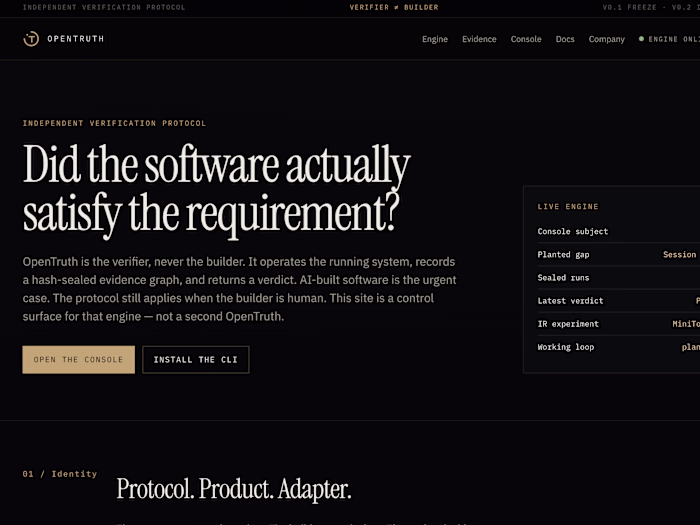OpenTruth: Independent Verification Protocol
Claims made