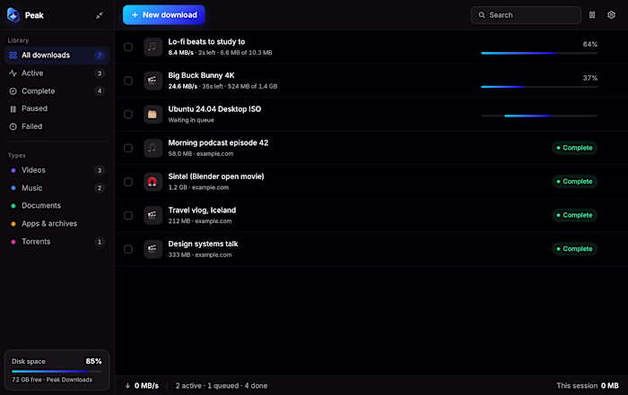 Peak Download Manager (macOS and Windows)
