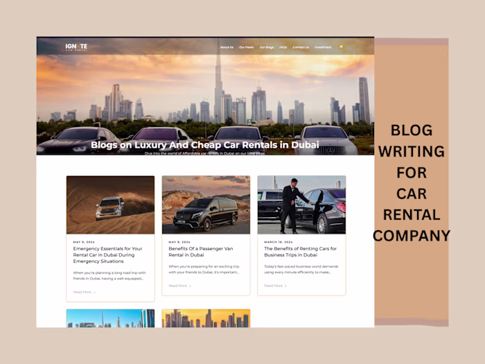 Blog Writing for Car Rental Brand in Dubai