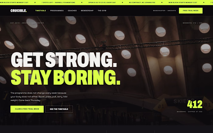 Crucible — Strength Gym Site with Live Class Timetable