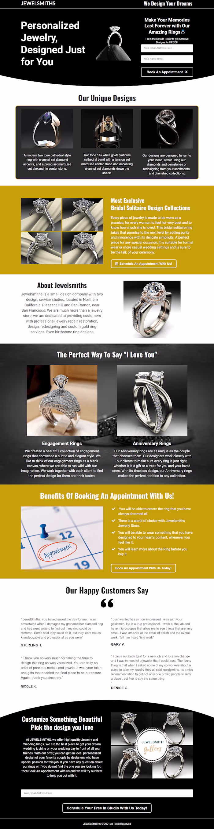 Personalized Jewelry Landing Page —