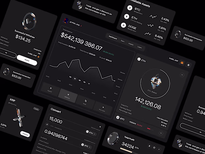 A modern crypto investment dashboard