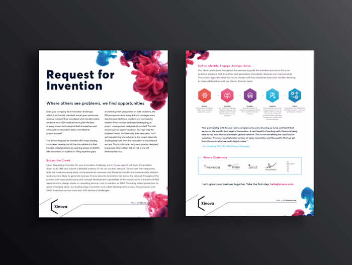 Xinova Sales Sheets