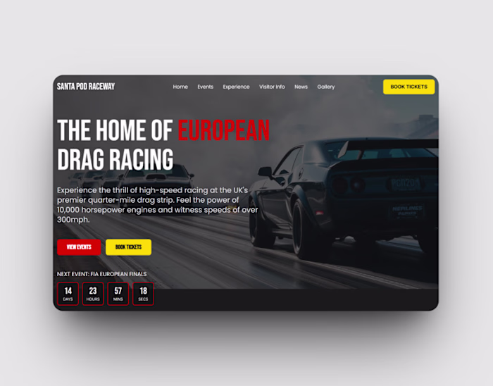 Santa Pod Raceway Website Design