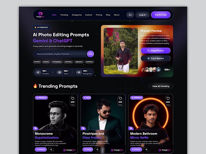 AI Prompt Generator Website UI/UX