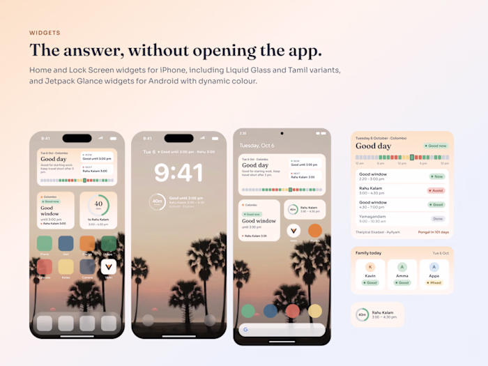 Vettri: a Tamil panchangam app, widgets and website