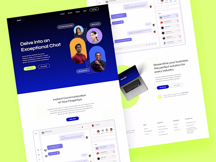 Landing page design for chat app