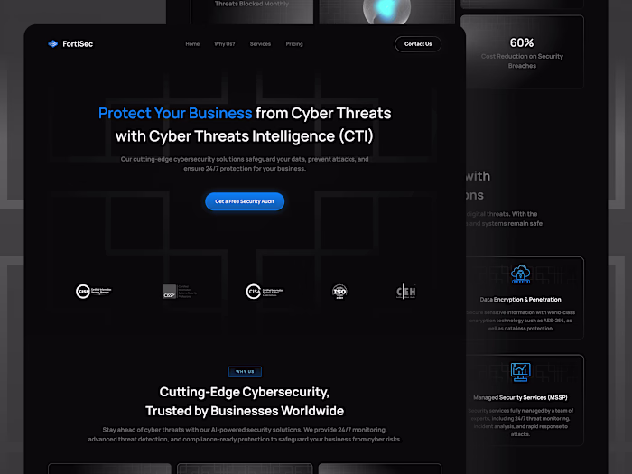 FortiSec - Cybersecurity Landing Page