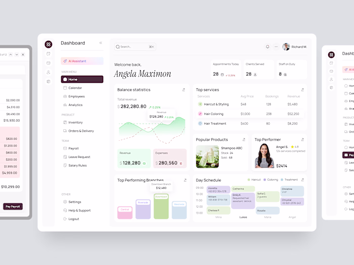Salon ERP Dashboard Design
