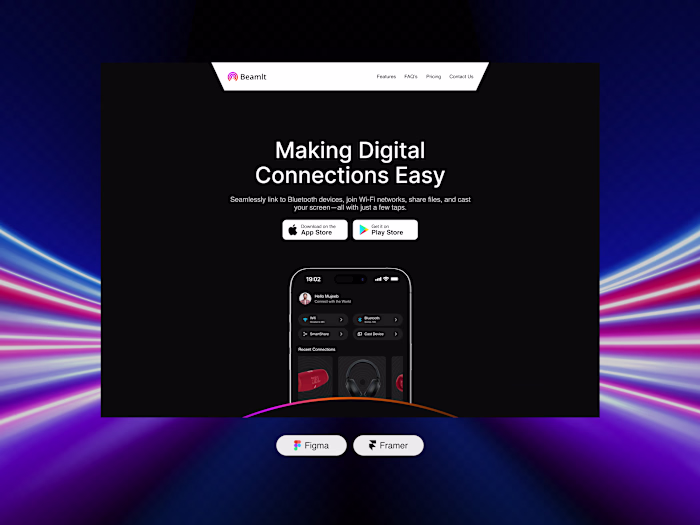 Framer Landing Page Design for Beamlt