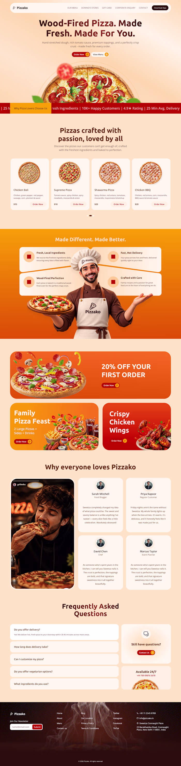 Pizzako — Restaurant Website &