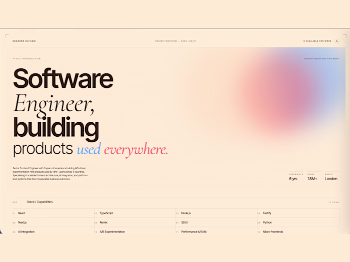 Personal Portfolio — React &