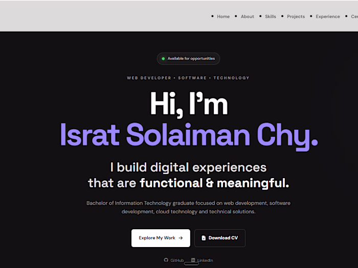 Personal Portfolio Website
Designed and developed