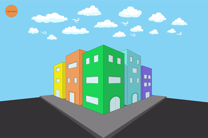 Perspective 2D Buildings illustration