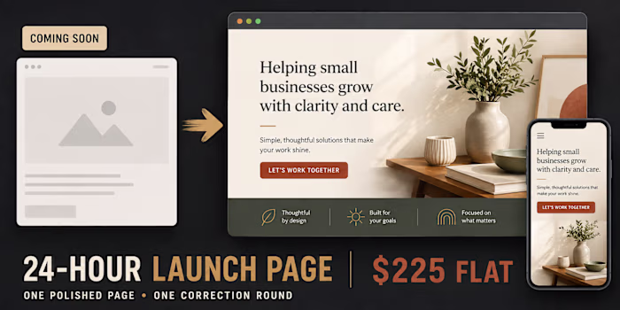 Temporary Launch Page — Fictional Concept