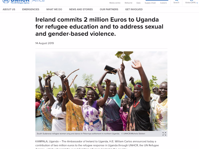 UNHCR Uganda & Embassy of Ireland joint press release.