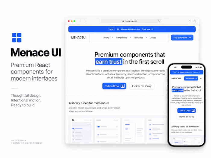 Menace UI — polished components for modern interfaces.