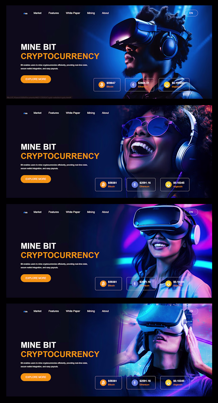 Cryptocurrency website in html, css and javscript :: Behance