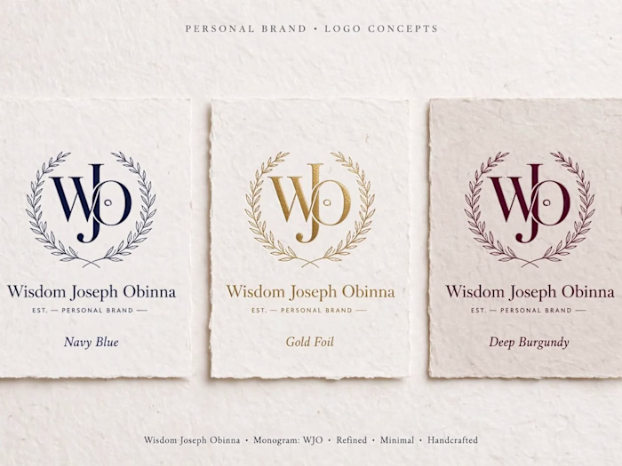 WJO Luxury Monogram - Color Variations | Navy, Gold & Burgundy