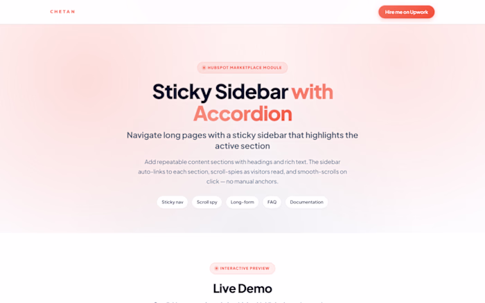 Sticky Sidebar with Accordion —
