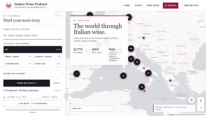Interactive Wine Podcast Directory & Map