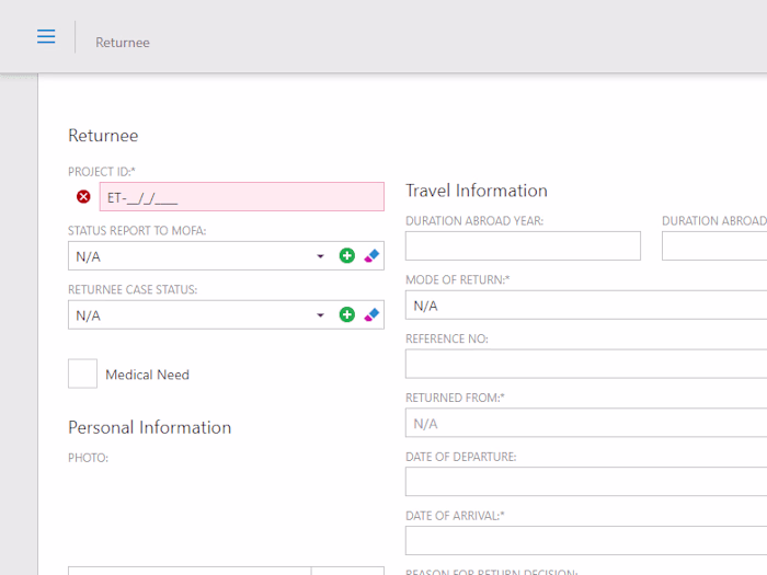 Returnees reintegration information management system