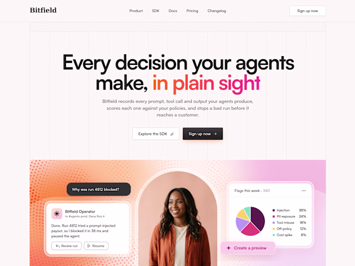 Design for a SaaS monitoring service marketing site.
