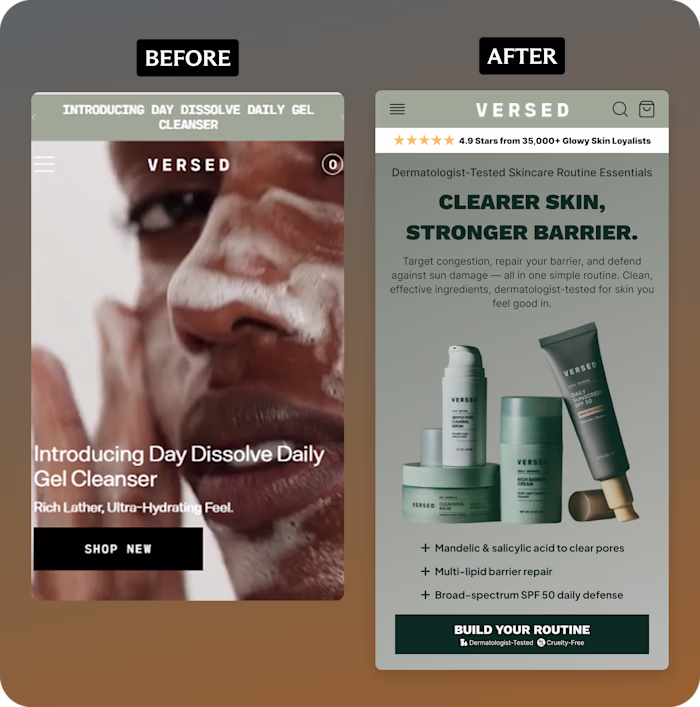 Before and after design for VERSED