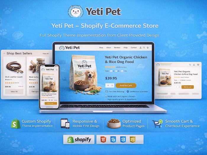 Yeti Pet Shopify Store Development