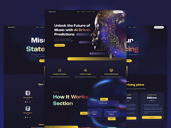 RhythmIQ Ai Music Website & Dashboard Design