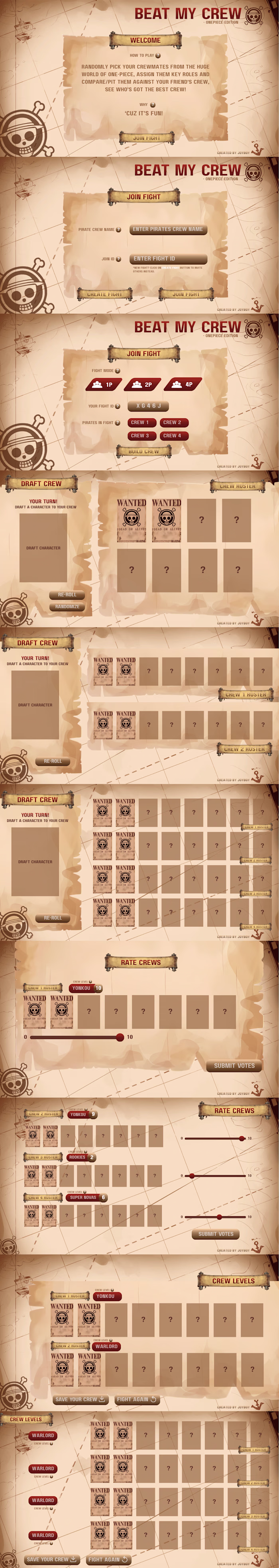 Beat My Crew- One Piece Edition | UI/UX Sheet