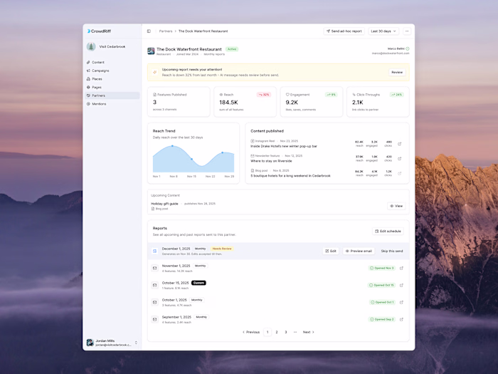 CrowdRiff: Partner Value Reporting