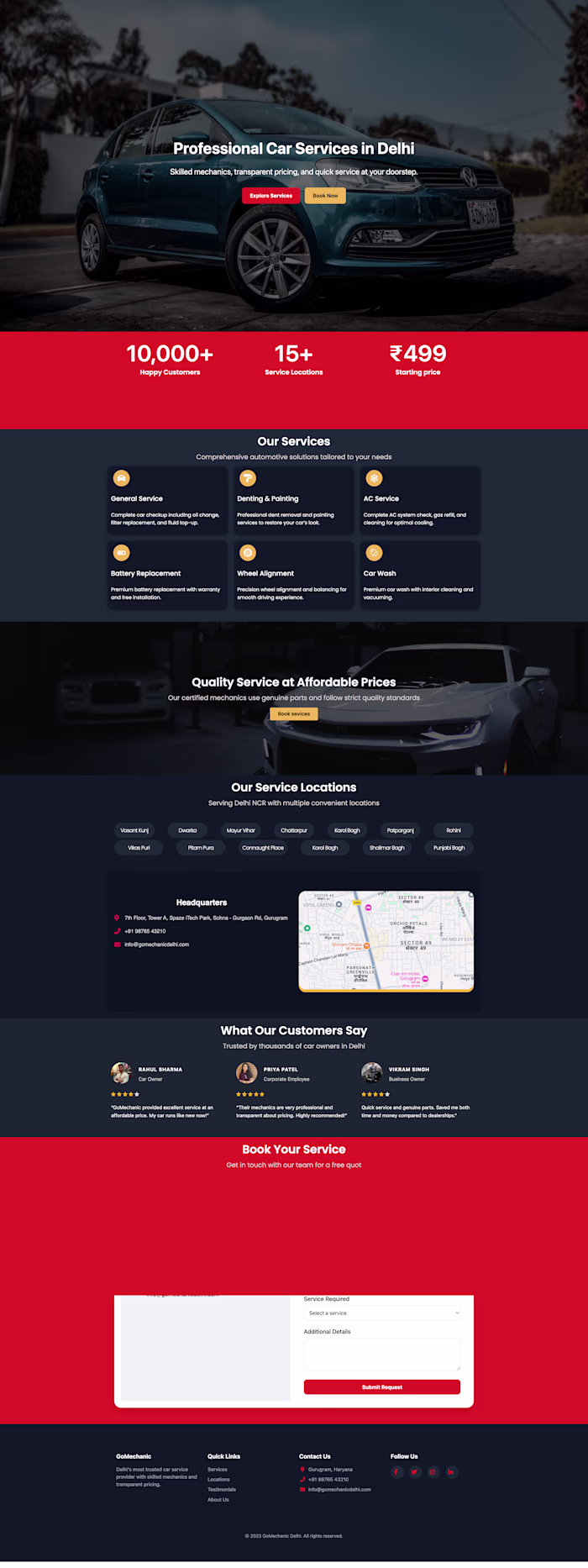 Local Car Service Website for GoMechanic Delhi