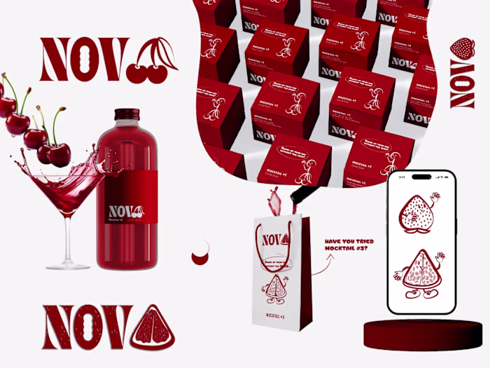 Branding, Logo and Packaging for a Mocktail Brand Nova