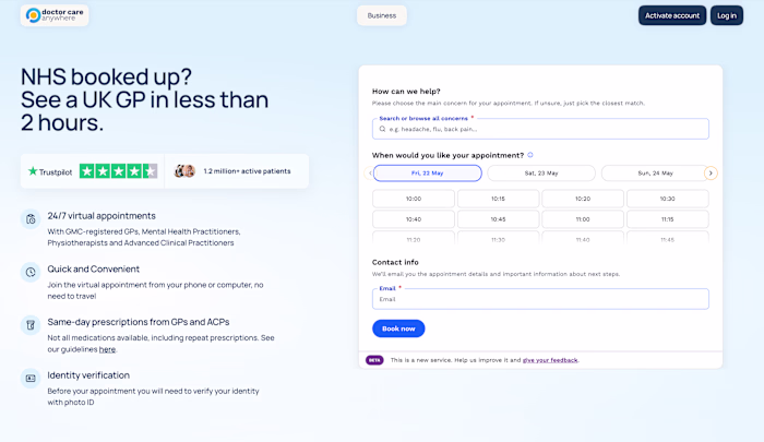Doctor Care Anywhere Booking Redesign