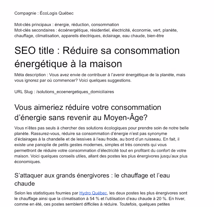 SEO Blog Article | Home Energy Efficiency — Quebec