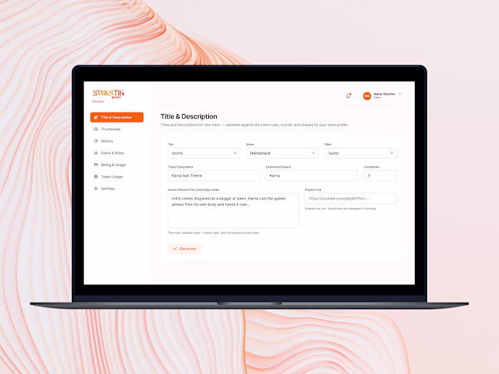Dashboard for Swastik 