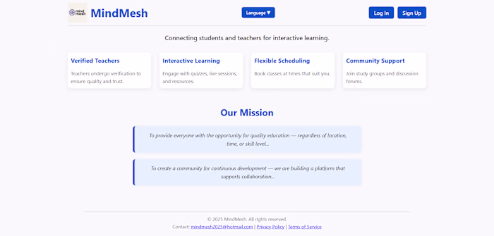 MindMesh – Online Learning Platform
Project