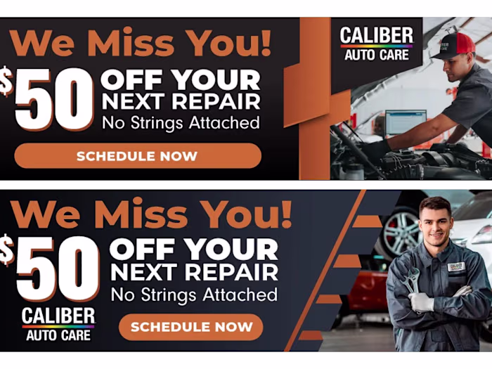 Website Banners | 2023 | Caliber Auto, Adobe CC, Illustrator 