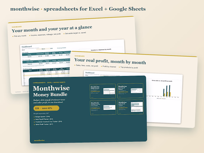 Monthwise: spreadsheet templates I built and sell