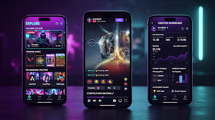Gaming Streaming Mobile App UI Design