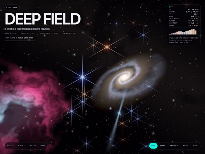 Real-Time 3D in the Browser: Starfield Flight and Liquid Metal