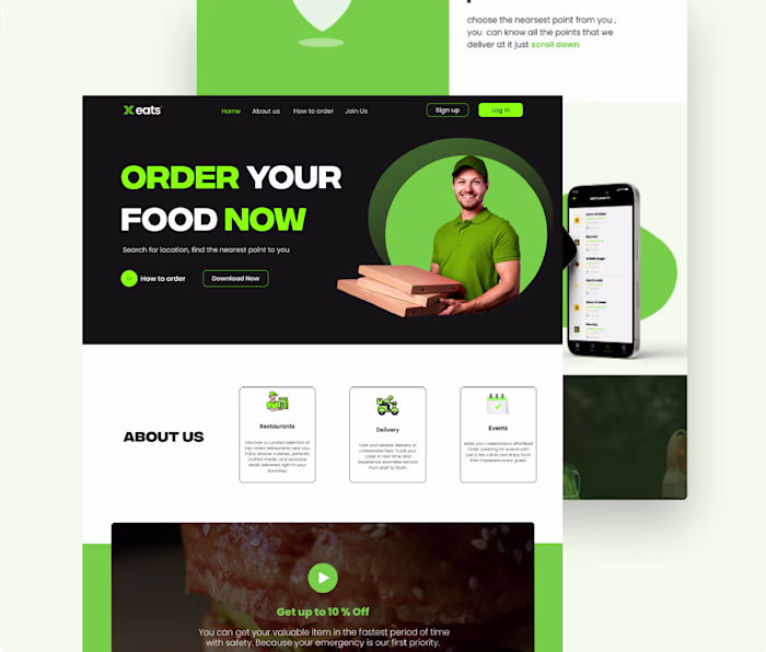 Landing page food delivery