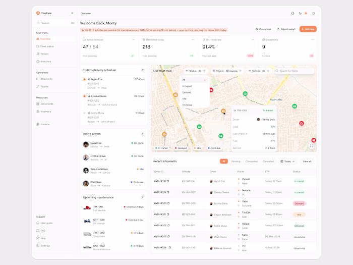 Fleetops Dashboard for Logistics