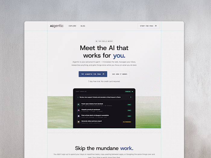 AI agent landing page